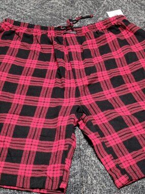 Andrew Scott Mens XL Loungewear Shorts Cotton Plaid Sleep Pajamas Red Black NEW